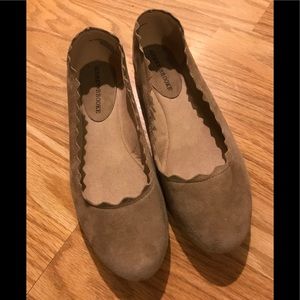 Audrey Brooke suede flats with ruffle deign